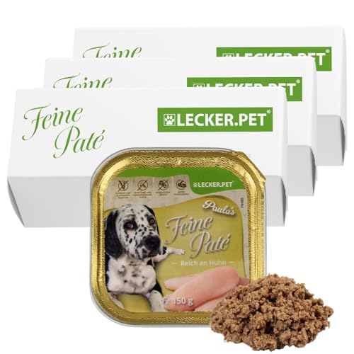 Lecker.Pet® | 33 x 150 g Paula's Feine Paté Reich an Huhn Hunde Nassfutter | Hochwertiges Hundefutter | Natürlich & ohne Zuckerzusätze | Reich an Proteinen & Mineralien | Getreidefrei & Glutenfrei von Lyra Pet