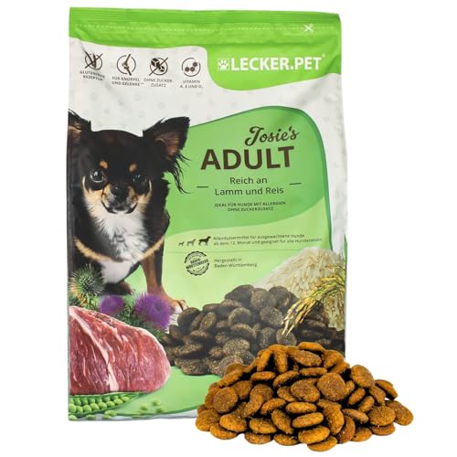 Lecker.Pet® | 4 kg Josie's Adult Lamm & Reis Hunde Trockenfutter Vollnahrung | Glutenfreies Hundefutter | Trockenvollnahrung für Erwachsene Hunde | Nährstoffreiche Proteinquelle von Lyra Pet