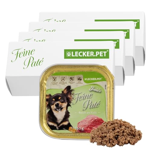 Lecker.Pet® | 44 x 150 g Josie's Feine Paté Reich an Kalb Hunde Nassfutter | Hochwertiges Hundefutter | Natürlich & ohne Zuckerzusätze | Reich an Proteinen & Fleisch | Getreidefrei & Glutenfrei von Lyra Pet