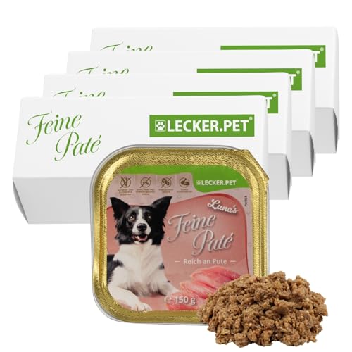 Lecker.Pet® | 44 x 150 g Luna's Feine Paté Reich an Pute Hunde Nassfutter | Hochwertiges Hundefutter | Natürlich & ohne Zuckerzusätze | Reich an Proteinen & Mineralien | Getreidefrei & Glutenfrei von Lyra Pet