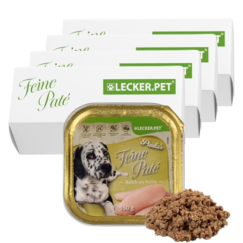 Lecker.Pet® | 44 x 150 g Paula's Feine Paté Reich an Huhn Hunde Nassfutter | Hochwertiges Hundefutter | Natürlich & ohne Zuckerzusätze | Reich an Proteinen & Mineralien | Getreidefrei & Glutenfrei von Lyra Pet