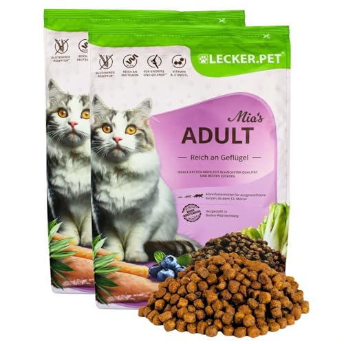 Lecker.Pet® | 5 kg Mia's Adult Herzhaftes Geflügel Katzen Trockenfutter Vollnahrung | Glutenfreies Katzenfutter | Trockenvollnahrung für Erwachsene Katzen | Nährstoffreiche Proteinquelle von Lyra Pet