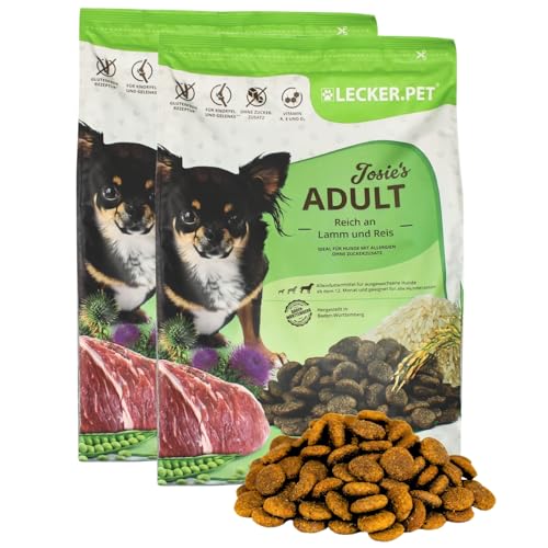 Lecker.Pet® | 8 kg Josie's Adult Lamm & Reis Hunde Trockenfutter Vollnahrung | Glutenfreies Hundefutter | Trockenvollnahrung für Erwachsene Hunde | Nährstoffreiche Proteinquelle von Lyra Pet