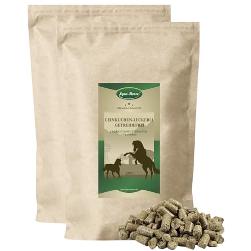 Lyra Horse® | 10 kg Leinkuchen Leckerli getreidefrei Pferdefutter | Snacks aus Sonnenblumenfasern & Leinkuchen | Ausgewogene Nährstoffquelle | Leckerlis für alle Pferde | Reich an Ballaststoffen von Lyra Pet
