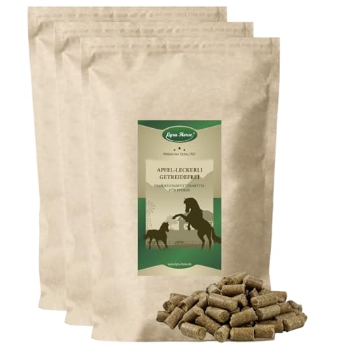 Lyra Horse® | 15 kg Apfel Leckerli Pferdefutter | Snacks aus Weizen, Hafer & Apfel | Ausgewogene Nährstoffquelle | Nährstoffreiche Leckerlis für alle Pferde | Reich an Ballaststoffen & Vitaminen von Lyra Pet