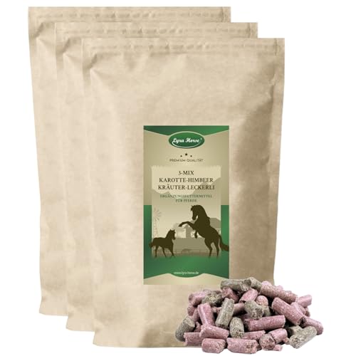 Lyra Horse® | 15 kg Karotte-Himbeer-Kräuter Leckerli Pferdefutter | Fruchtige Snacks für Pferde | Ausgewogene Nährstoffquelle | Vitaminreiche Belohnung | Reich an Ballaststoffen & Calcium von Lyra Pet