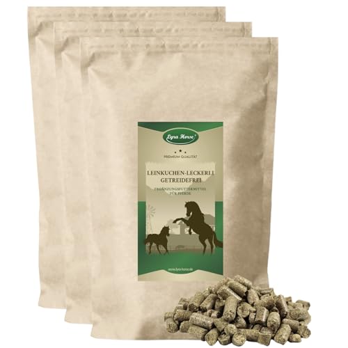Lyra Horse® | 15 kg Leinkuchen Leckerli getreidefrei Pferdefutter | Snacks aus Sonnenblumenfasern & Leinkuchen | Ausgewogene Nährstoffquelle | Leckerlis für alle Pferde | Reich an Ballaststoffen von Lyra Pet