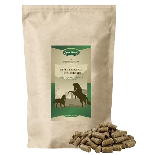 Lyra Horse® | 5 kg Apfel Leckerli Pferdefutter | Snacks aus Weizen, Hafer & Apfel | Ausgewogene Nährstoffquelle | Nährstoffreiche Leckerlis für alle Pferde | Reich an Ballaststoffen & Vitaminen von Lyra Pet
