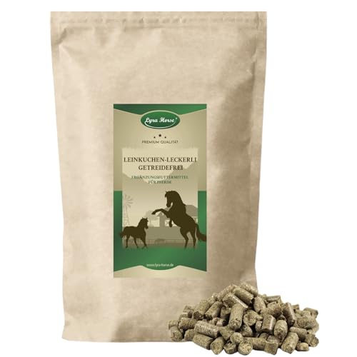 Lyra Horse® | 5 kg Leinkuchen Leckerli getreidefrei Pferdefutter | Snacks aus Sonnenblumenfasern & Leinkuchen | Ausgewogene Nährstoffquelle | Leckerlis für alle Pferde | Reich an Ballaststoffen von Lyra Pet