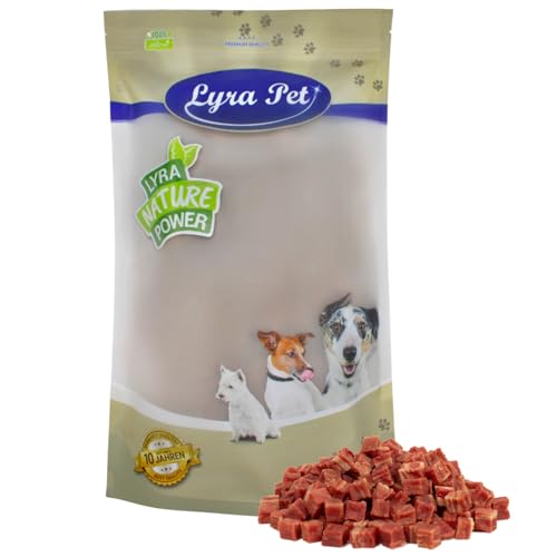 Lyra Pet® 1 kg Entenfleischwürfel mit Fisch Hundefutter Snack fettarm schonend getrocknet Leckerli Kausnack Kauartikel für Hunde Kauspaß von Lyra Pet