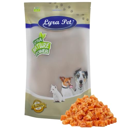 Lyra Pet® 1 kg Hühnerfleischwürfel mit Fisch Hundefutter Snack fettarm schonend getrocknet Leckerli Kausnack Kauartikel für Hunde Kauspaß von Lyra Pet