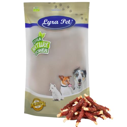 Lyra Pet® 1 kg Kaurollen mit Entenbruststreifen | Kausnack zahnreinigend | Leckerli für Hunde | Proteinreicher Kauartikel | Gut bekömmliches fettarmes Hundefutter | Wiederverschließbar von Lyra Pet