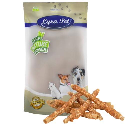 Lyra Pet® 1 kg Kaurollen mit Hühnerbrust ca. 34 cm Hundefutter Snack fettarm schonend getrocknet getrocknet Leckerli Kausnack Kauartikel für Hunde Kauspaß von Lyra Pet