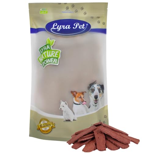 Lyra Pet® 1 kg Pferdefleischstreifen Hundefutter Snack fettarm schonend getrocknet getrocknet Leckerli Kausnack Kauartikel für Hunde Kauspaß von Lyra Pet