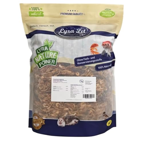 Lyra Pet® 1 kg Protein Boost Insekten Mix getrocknet | Reich an Proteinen & Ballaststoffen | Grashüpfer, Mehlwürmer & Shrimps | Natürliches Futter für Vögel, Nager, Fische & Reptilien von Lyra Pet