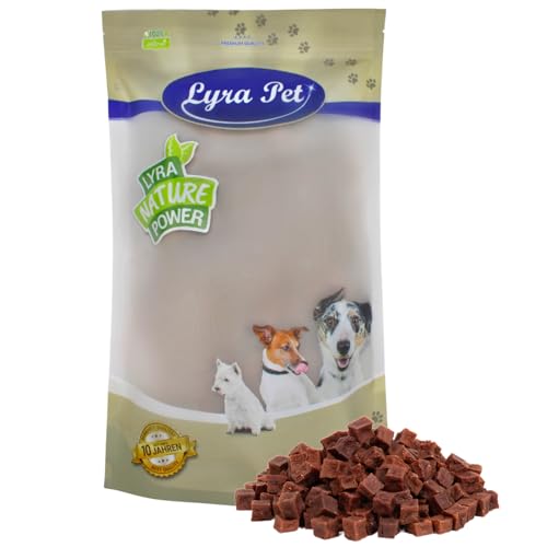 Lyra Pet® 1 kg Rindfleischwürfel Hundefutter Snack fettarm schonend getrocknet getrocknet Leckerli Kausnack Kauartikel für Hunde Kauspaß von Lyra Pet
