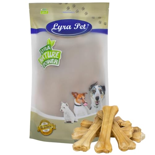 Lyra Pet® 10 STK. Kauknochen ca. 21 cm | Naturbelassener Kausnack | Proteinreicher Hundeknochen zur Zahnreinigung | Langer Kaugenuss aus Rinderhaut | Nährstoffreich | Fettarmer Kauartikel von Lyra Pet