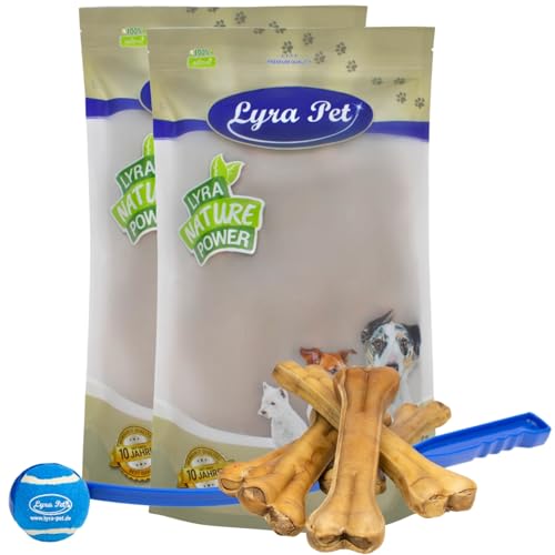 Lyra Pet® 10 Kauknochen ca. 30 cm /400 g Rinderhaut Zahnpflege + Ballschleuder von Lyra Pet
