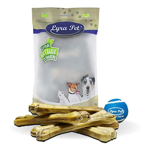 Lyra Pet® 10 Kauknochen ca. 30 cm /400g Rinderhaut gepresst Zahnpflege + Tennis Ball von Lyra Pet