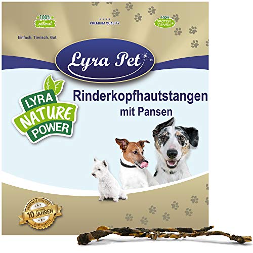 Lyra Pet® 10 Kopfhautstangen mit Pansen 70 cm Kaustange Hundefutter Leckerli von Lyra Pet