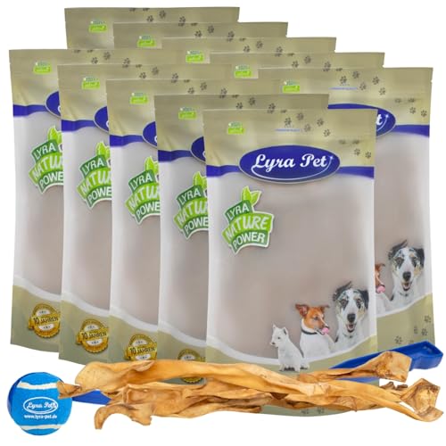 Lyra Pet® 10 Rinderkopfhautstangen XXL ca 70cm Kaustangen Kausnack +Ballschleuder von Lyra Pet
