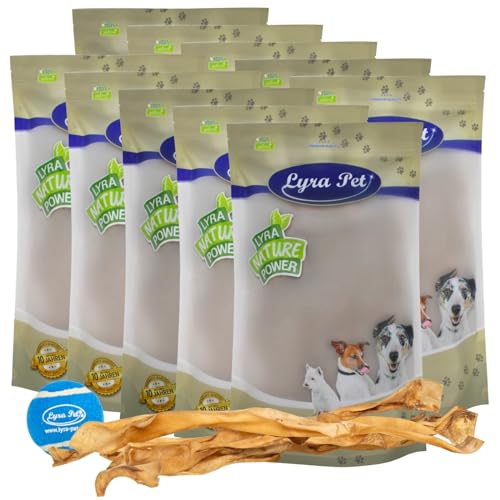 Lyra Pet® 10 Rinderkopfhautstangen XXL ca. 70 cm Kaustangen Kausnack + Tennis Ball von Lyra Pet