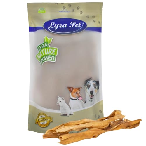 Lyra Pet® 10 STK. Rinderkopfhautstangen ca. 50 cm | Naturbelassener Kausnack | Proteinreiche Kaustange zur Zahnreinigung | Langer Kaugenuss aus Rinderhaut | Kauartikel für Hunde von Lyra Pet