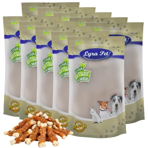 Lyra Pet® 10 kg Calciumknochen mit Hühnerbruststreifen Hundefutter Snack fettarm schonend getrocknet getrocknet Leckerli Kausnack Kauartikel für Hunde Kauspaß von Lyra Pet