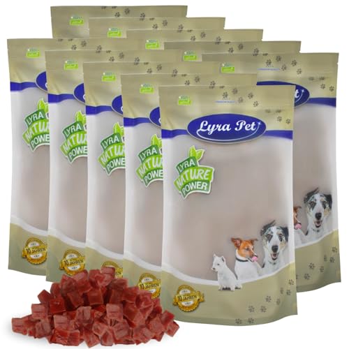 Lyra Pet® 10 kg Entenbrustwürfel Kausnack Hundefutter fettarm schonend getrocknet Leckerli Hund Ente Kauartikel Hund Entenbrust Streifen Kauspaß von Lyra Pet
