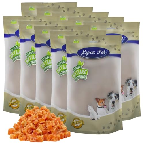 Lyra Pet® 10 kg Hühnerfleischwürfel mit Fisch Hundefutter Snack fettarm schonend getrocknet Leckerli Kausnack Kauartikel für Hunde Kauspaß von Lyra Pet
