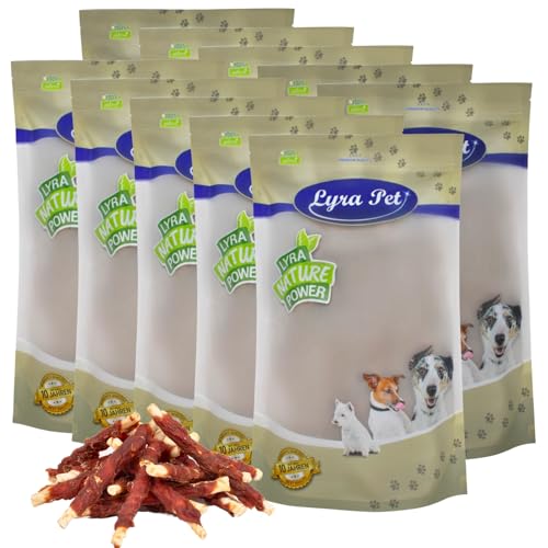 Lyra Pet® 10 kg Kaurollen mit Entenbruststreifen Hundefutter Snack fettarm schonend getrocknet getrocknet Leckerli Kausnack Kauartikel für Hunde Kauspaß von Lyra Pet