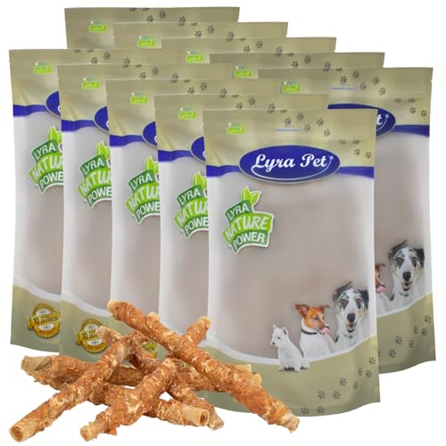 Lyra Pet® 10 kg Kaurollen mit Hühnerbrust ca. 34 cm Hundefutter Snack fettarm schonend getrocknet getrocknet Leckerli Kausnack Kauartikel für Hunde Kauspaß von Lyra Pet