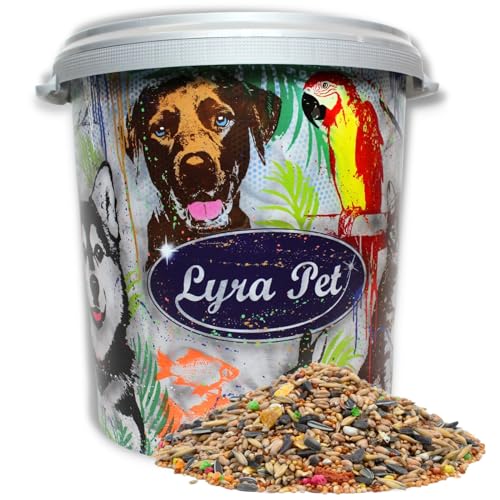 Lyra Pet® | 10 kg Nymphensittichfutter Großsittichfutter + 30 L Tonne | Alleinfutter für Großsittiche | Vogelfutter für Sittiche | Nahrhaftes Futter | Energiespender für Nymphensittiche | Artgerecht von Lyra Pet