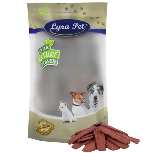 Lyra Pet® 10 kg Pferdefleischstreifen Hundefutter Snack fettarm schonend getrocknet getrocknet Leckerli Kausnack Kauartikel für Hunde Kauspaß von Lyra Pet