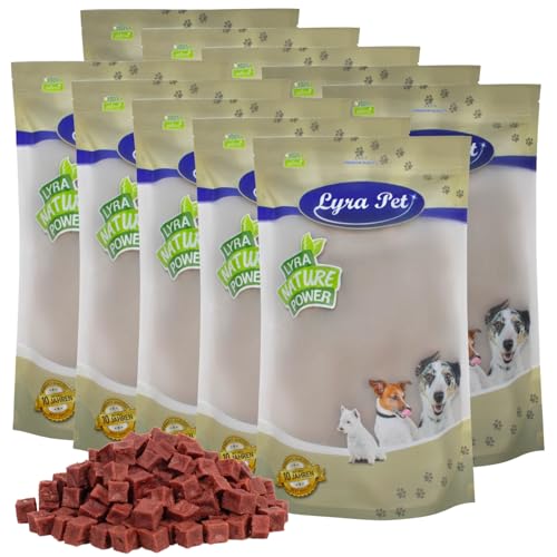 Lyra Pet® 10 kg Pferdefleischwürfel Hundefutter Snack fettarm schonend getrocknet getrocknet Leckerli Kausnack Kauartikel für Hunde Kauspaß von Lyra Pet