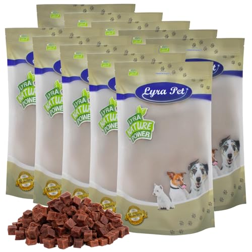 Lyra Pet® 10 kg Rindfleischwürfel Hundefutter Snack fettarm schonend getrocknet getrocknet Leckerli Kausnack Kauartikel für Hunde Kauspaß von Lyra Pet