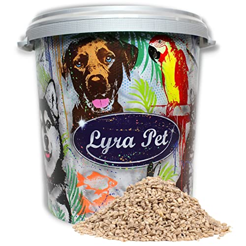 Lyra Pet® | 10 kg Sonnenblumenkerne Geschält Bruch + 30 L Tonne | Wildvogelfutter Ganzjährig | Optimal für Jungtiere | Vogelfutter für Wildvögel | Wertvolles Streufutter | Energiespender Sommer Winter von Lyra Pet