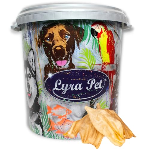 Lyra Pet® 100 Rinderohren ca. 2 kg Hundeleckerli wie Schweineohren in 30 L Tonne von Lyra Pet