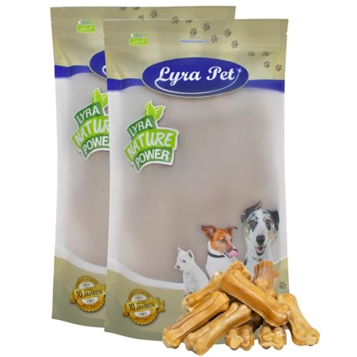 Lyra Pet® 100 STK. Kauknochen aus Rind ca. 7 cm | Naturbelassener Kausnack | Proteinreicher Hundeknochen zur Zahnreinigung | Langer Kaugenuss aus Rinderhaut | Nährstoffreich | Fettarmer Kauartikel von Lyra Pet