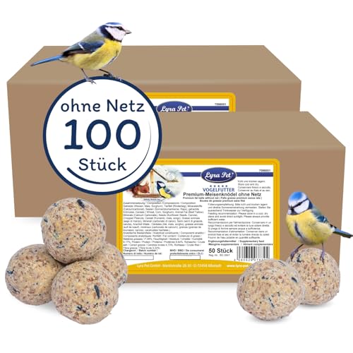 Lyra Pet® | 100 Premium Meisenknödel ohne Netz à 85 g | Energielieferant für Wildvögel | Mineralstoffhaltiges Wildvogelfutter | Kraftspendendes Fettfutter | Ganzjähriges, nährstoffreiches Vogelfutter von Lyra Pet