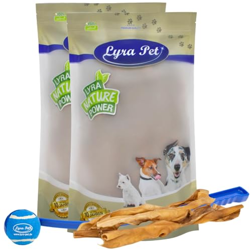 Lyra Pet® 2 x 10 Rinderkopfhautstangen 50 cm Stangen Kausnack + Ballschleuder von Lyra Pet