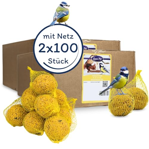 Lyra Pet® | 2 x 100 STK. Basic Meisenknödel mit Netz | Mineralstoffreiches Wildvogelfutter | Klassisches Vogelfutter Sommer & Winter | Wertvoller Energiespender für Wildvögel | Nährstoffreich von Lyra Pet