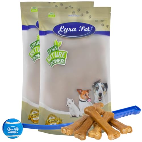 Lyra Pet® 20 Kauknochen ca. 25 cm / 300g Rinderhaut Kausnack Hund + Ballschleuder von Lyra Pet