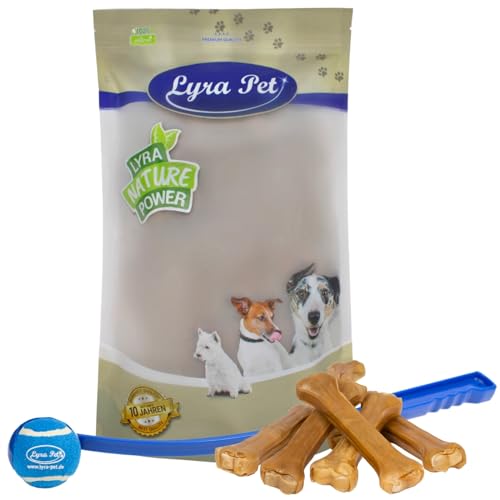 Lyra Pet® 20 Kauknochen ca. 25 cm / 300g Rinderhaut Kausnack Hund + Ballschleuder von Lyra Pet