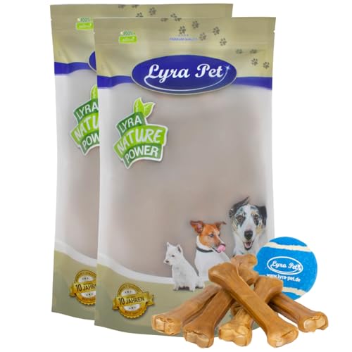 Lyra Pet® 20 Kauknochen ca. 25 cm / 300g Rinderhaut gepresst Kausnack + Tennis Ball von Lyra Pet