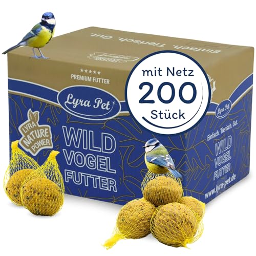 Lyra Pet® | 200 Meisenknödel mit Netz je 90 g = 18 kg | HK Bulgarien | Energiereiches Fettfutter für Wildvögel | Ganzjahresknödel | Fetthaltig & Abwechslungsreich | Mineralstoffreiche Nahrungsquelle von Lyra Pet