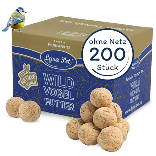 Lyra Pet® | 200 Basic Meisenknödel ohne Netz à 90 g = 18 kg | Mineralstoffreiches Wildvogelfutter | Klassisches Vogelfutter Ganzjährig | Energiespender für Wildvögel | Nährstoffreich & Fetthaltig von Lyra Pet