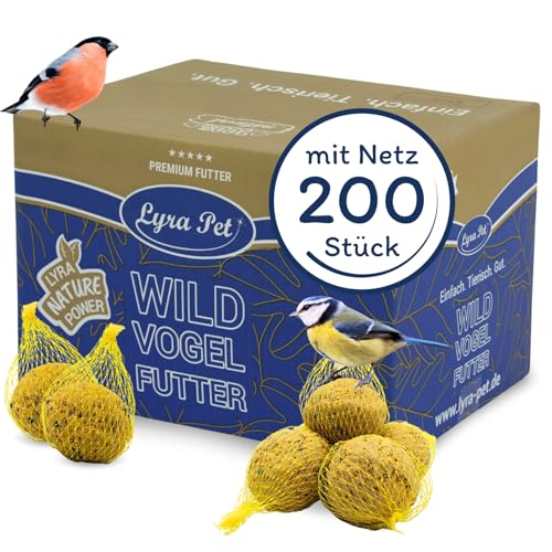 Lyra Pet® | 200 Meisenknödel im Netz à 90 g = 18 kg | Energiespender für Wildvögel | Vogelfutter Ganzjährig | Nährstoffreiches Wildvogelfutter | Fettfutter für Sommer & Winter | Mit Netz zum Aufhängen von Lyra Pet