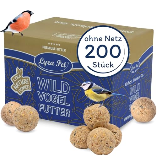 Lyra Pet® | 200 x 90 g Meisenknödel ohne Netz | Vogelfutter für das Ganze Jahr | Energielieferant für Wildvögel | Mineralstoffreiches Wildvogelfutter | Fetthaltig & Nährstoffreich | Für Futterschalen von Lyra Pet