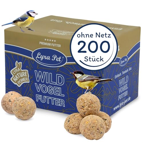 Lyra Pet® | 200 Ganzjahresknödel ohne Netz à 90 g = 18 kg | Energiespender für Körnerfresser | Abwechslungsreiches Wildvogelfutter | Meisenknödel Sommer & Winter | Energie für Wildvögel von Lyra Pet